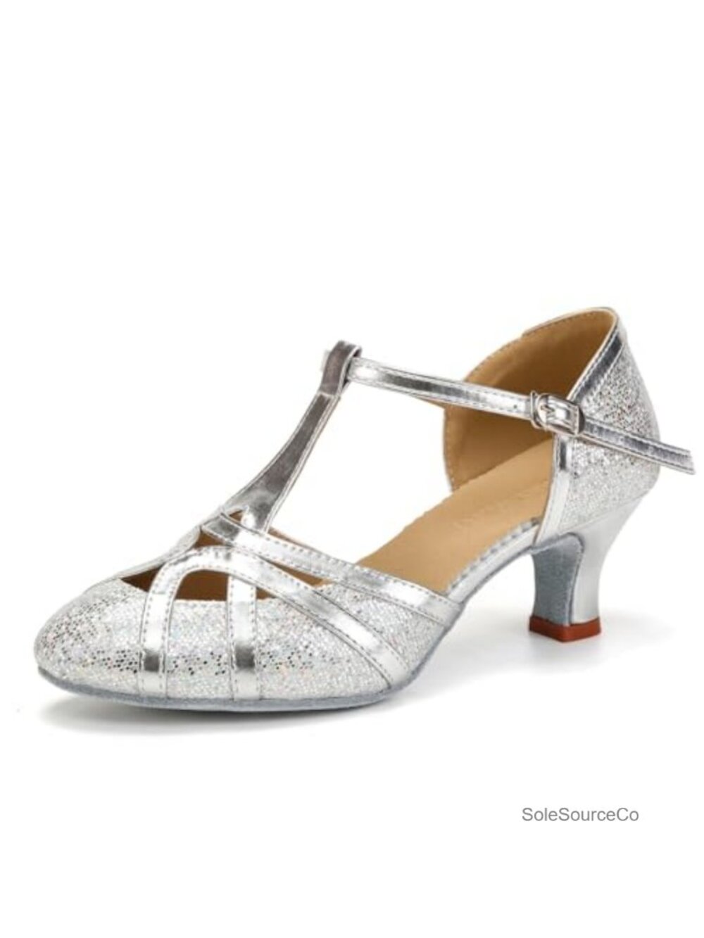 Glitter Women's Latin Dance Shoes Closed Toe Ballroom Salsa Tango Practice
